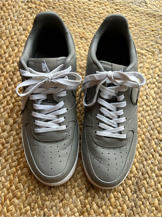 Nike Other - Nike Air Force 1 Men’s Gray Leather Low-Top Sneakers with White Laces Size 10